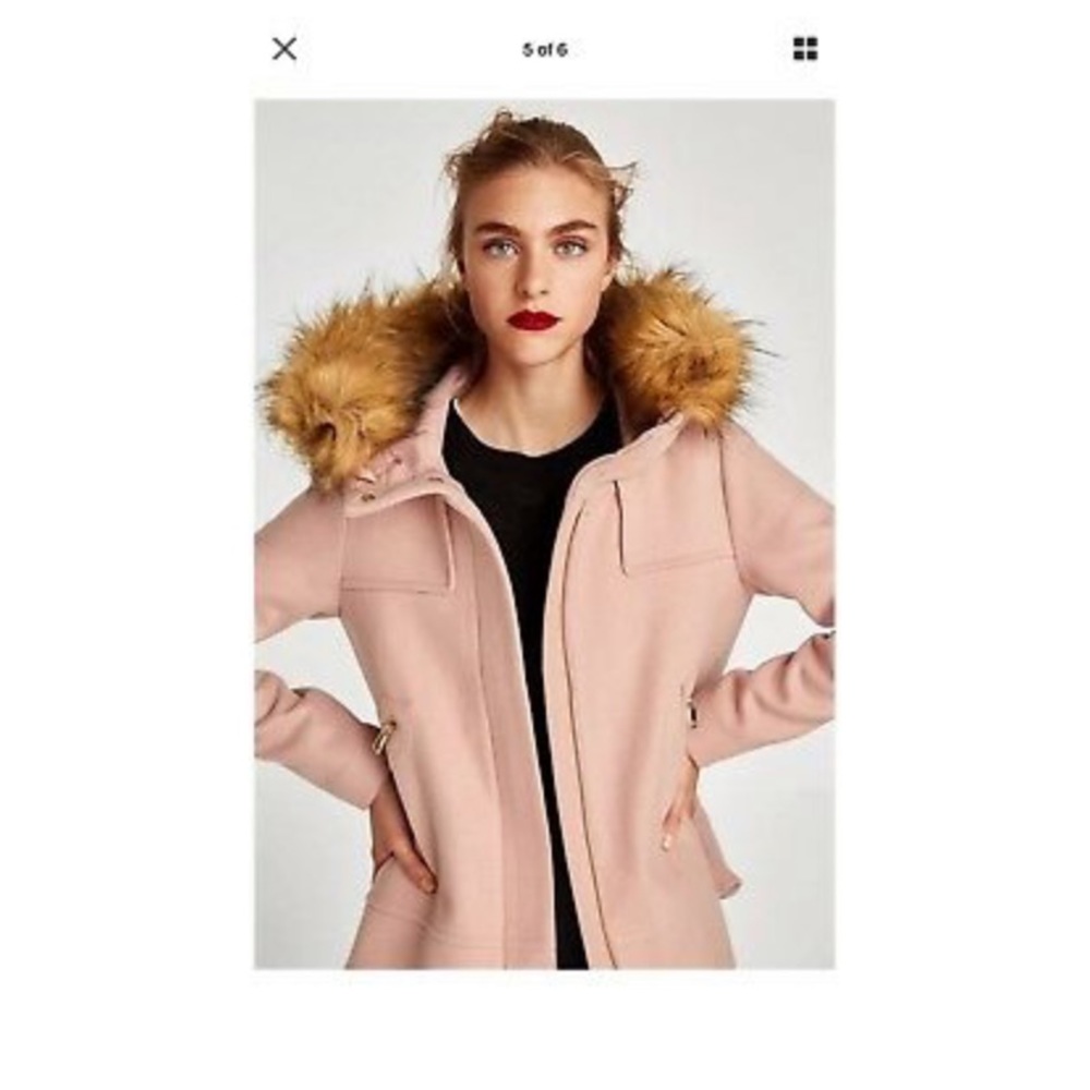 Zara pink short coat in new condition
